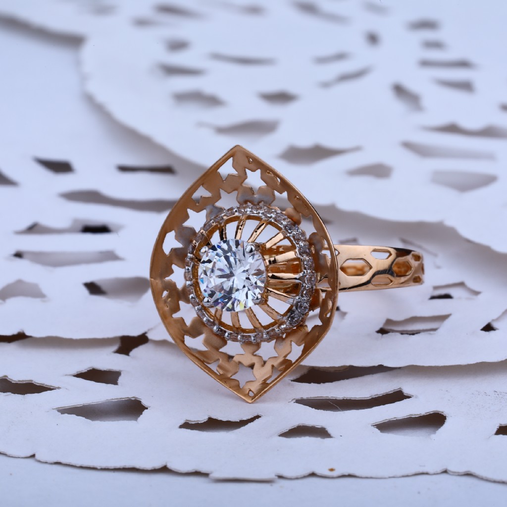 Ladies Rose Gold 18K Cz Ring-RLR18