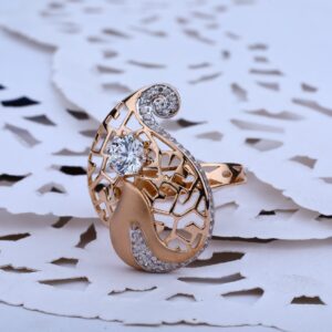 Rose Gold Cz Ladies Ring-RLR14