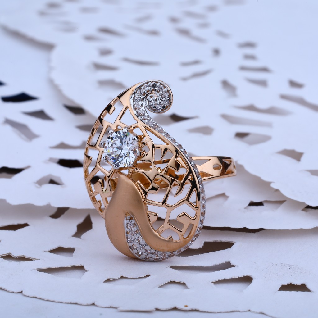 Rose Gold Cz Ladies Ring-RLR14