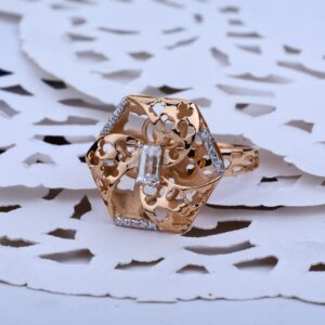 Rose Gold Solitaire Long Ladies Ring-RLR13