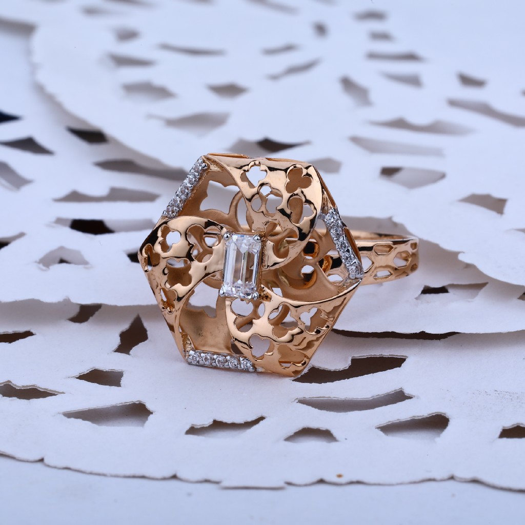Rose Gold Solitaire Long Ladies Ring-RLR13