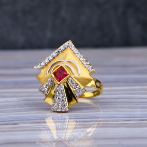 Ladies Gold Cz Ring-LLR55