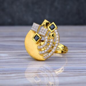 Ladies 916 Gold Cz Ring-LLR51