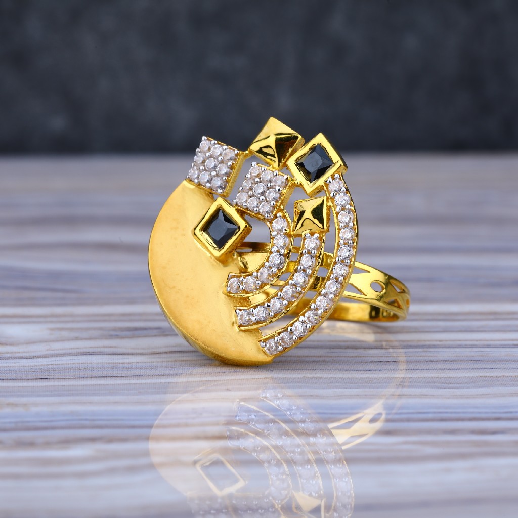 Ladies 916 Gold Cz Ring-LLR51