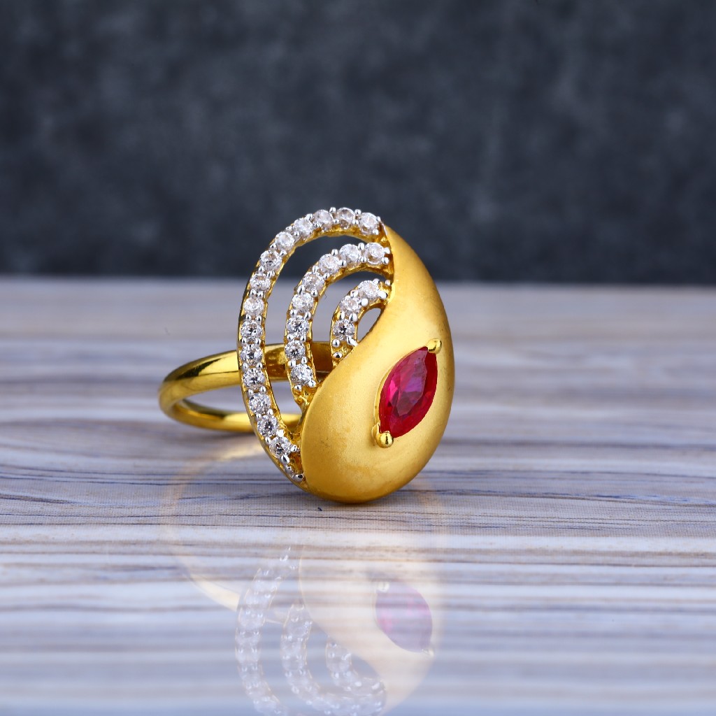 Ladies 22K Gold Diamond Ring-LLR37 - Image 2