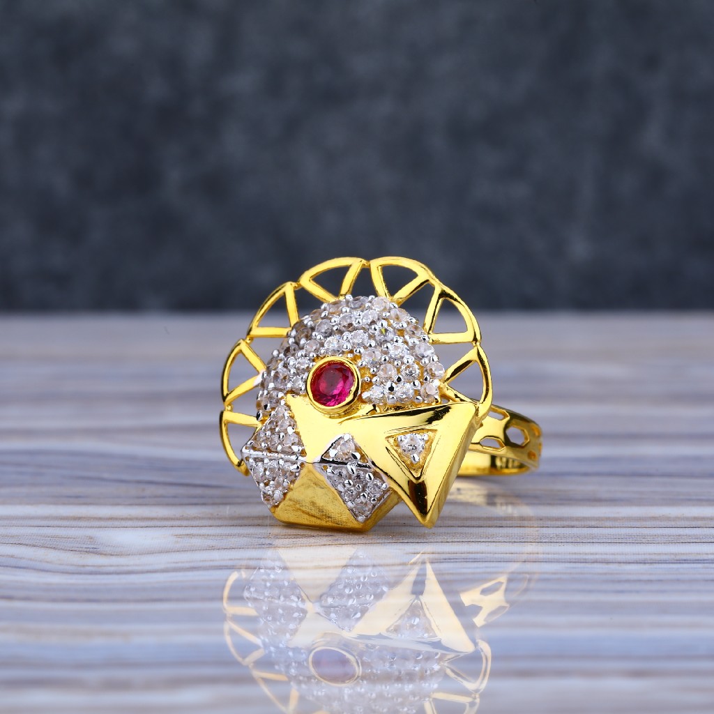 Ladies 916 Cz Gold Long Ring-LLR36
