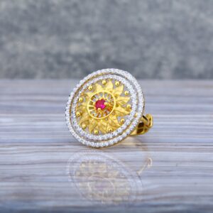 Ladies 916 Cz Gold Diamond Ring-LLR35