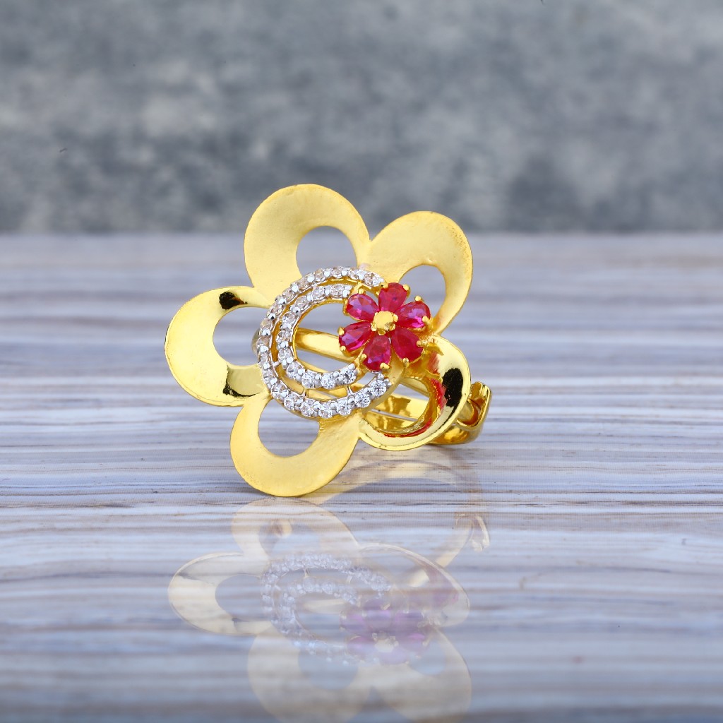 Ladies 22K Gold Cz Ring-LLR33