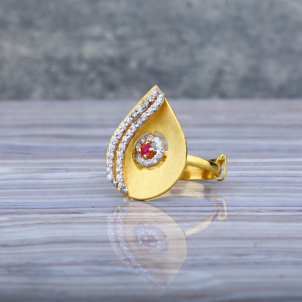 Ladies Gold Cz Diamond Ring-LLR32