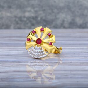 Ladies Long Fancy 916 Gold Ring-LLR21