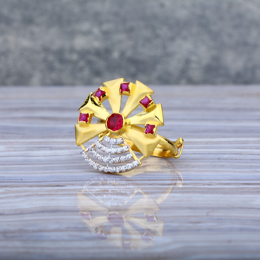 Ladies Long Fancy 916 Gold Ring-LLR21