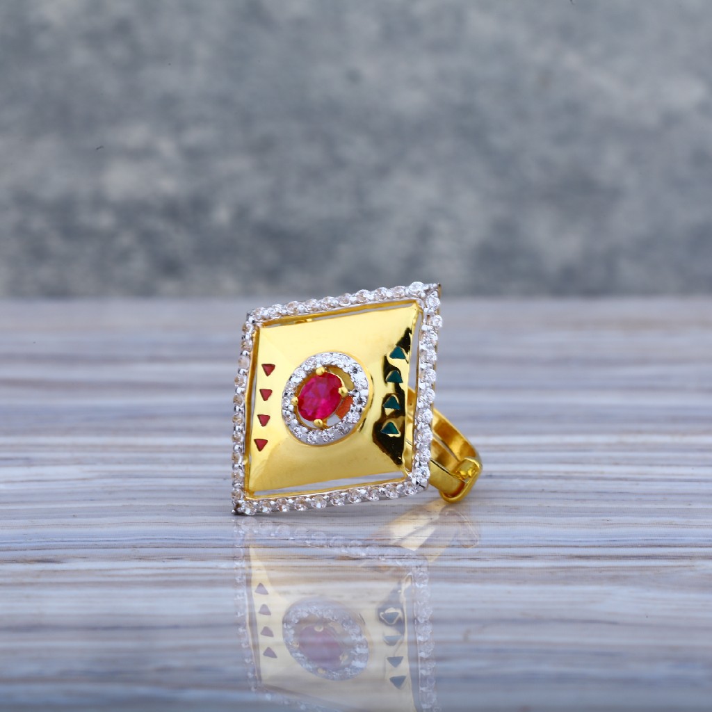 Ladies Cz Diamond Gold 916 Ring-LLR18