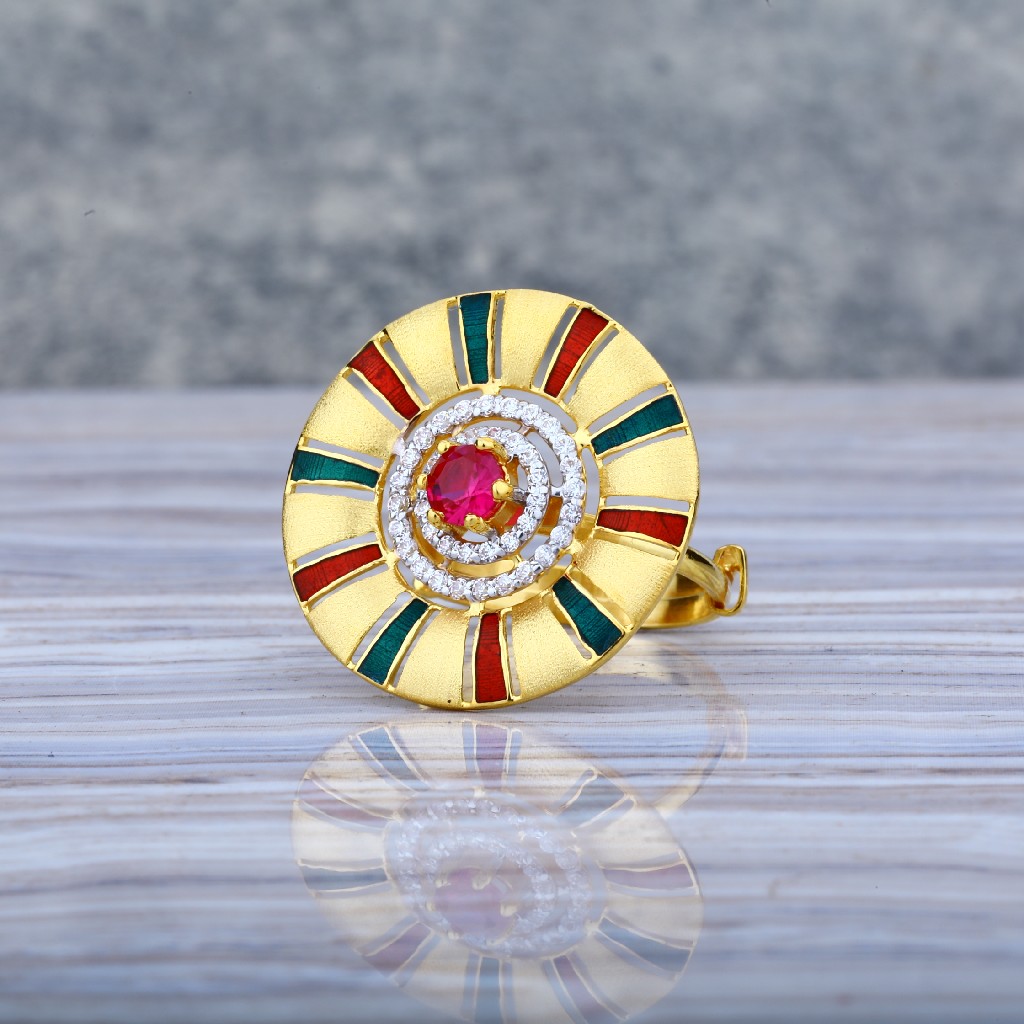 Ladies Adjustable 916 Gold Cz Ring-LLR15