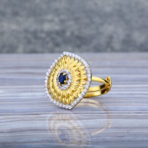 Ladies 22K Cz Gold Ring-LLR11