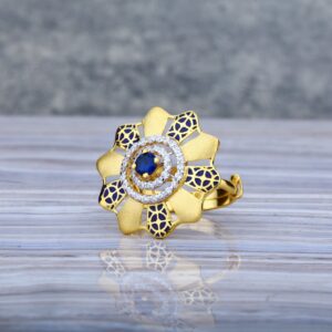 916 Ladies Gold Cz Ring-LLR05