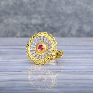 Ladies Long Fancy Cz Gold Ring-LLR03