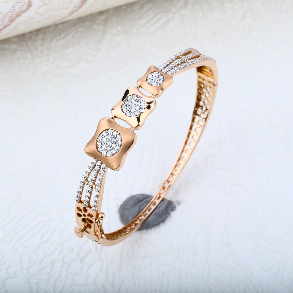 Ladies 18K Rose Gold Kada Bracelet-RLKB31