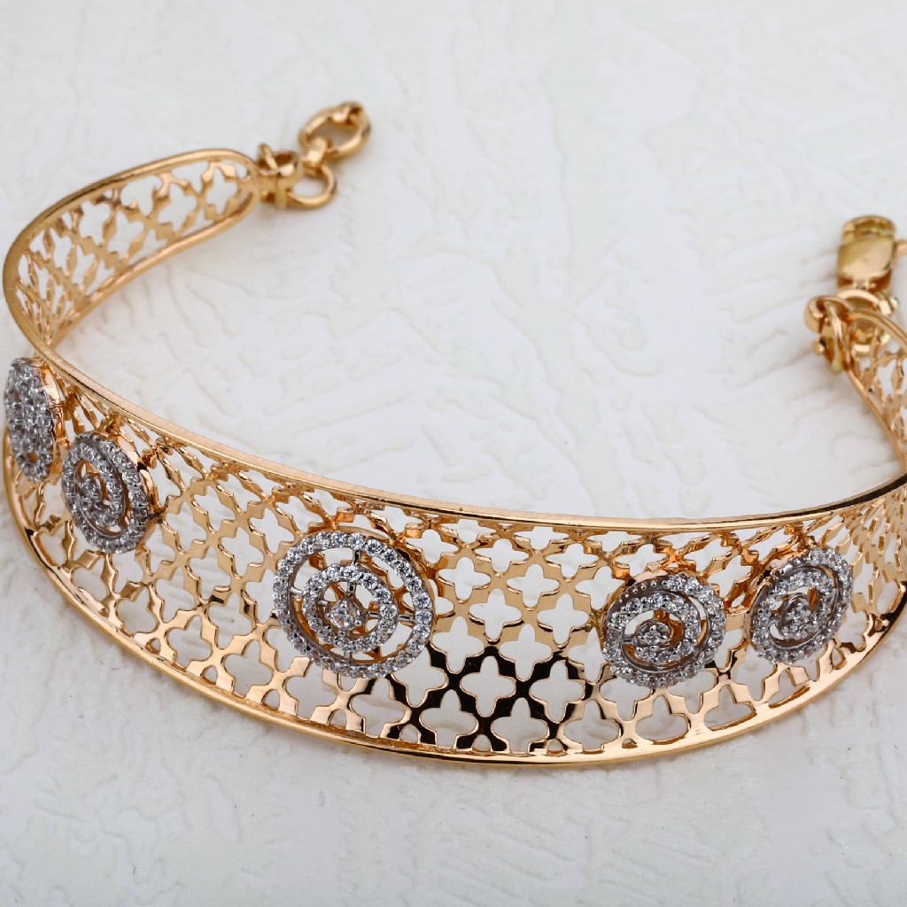 Rose Gold Ladies 18K Kada Bracelet-RLKB07 - Image 3