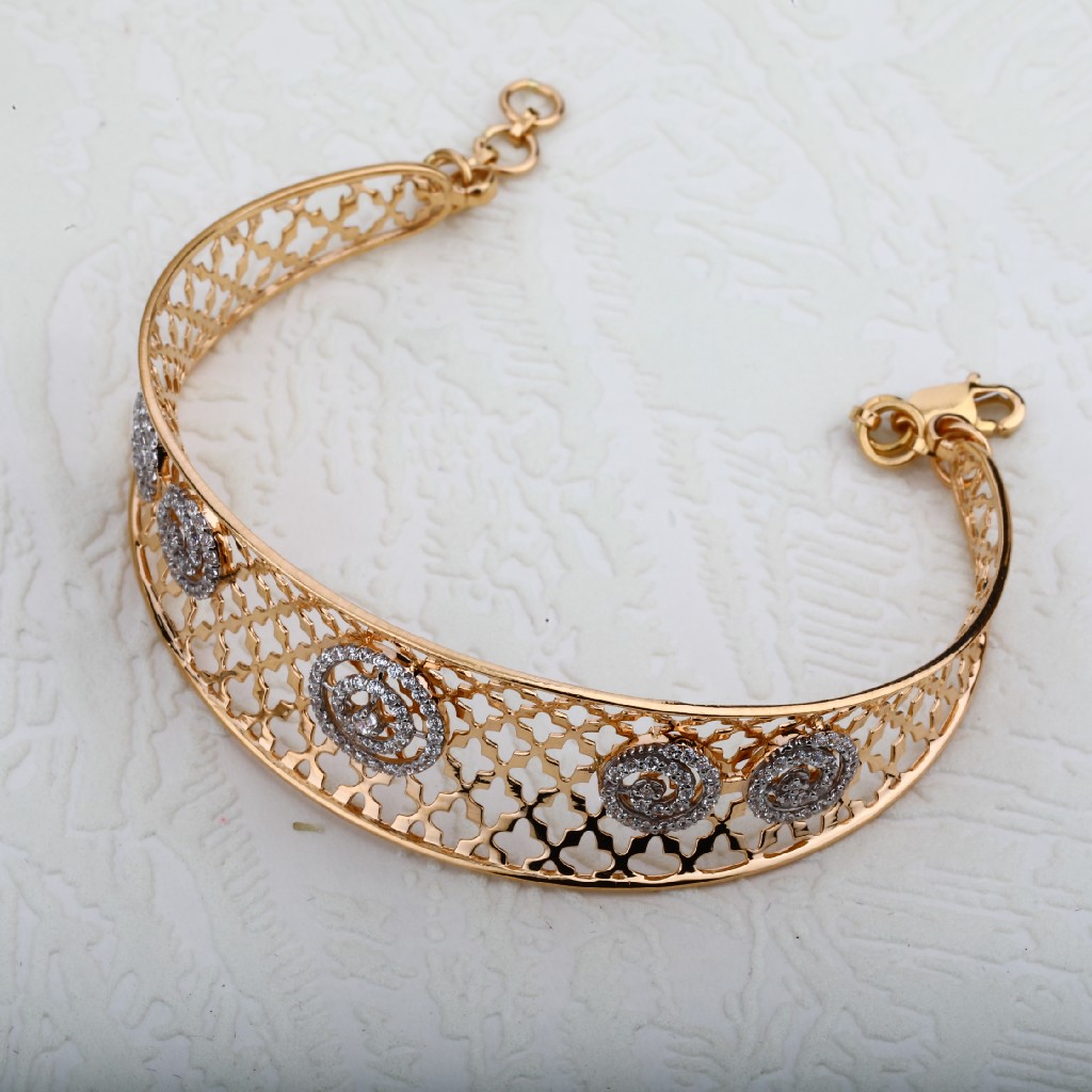 Rose Gold Ladies 18K Kada Bracelet-RLKB07 - Image 2