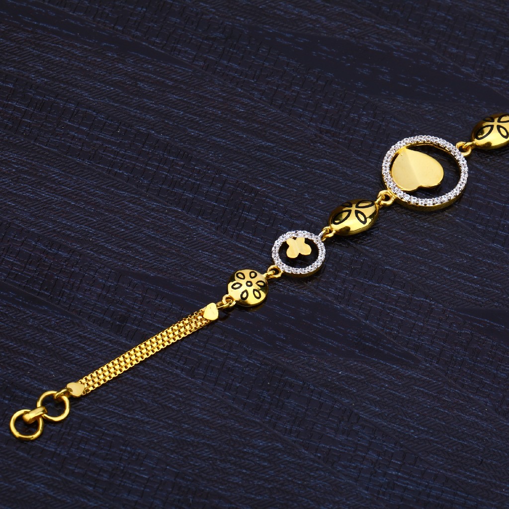 Ladies Heart Shape Gold 916 Bracelet-LB191