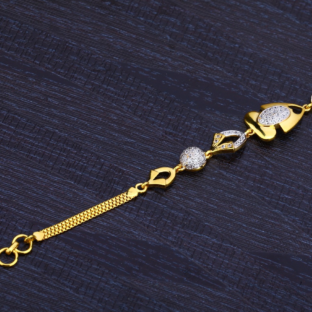 22K Gold Ladies Cz Bracelet-LB161