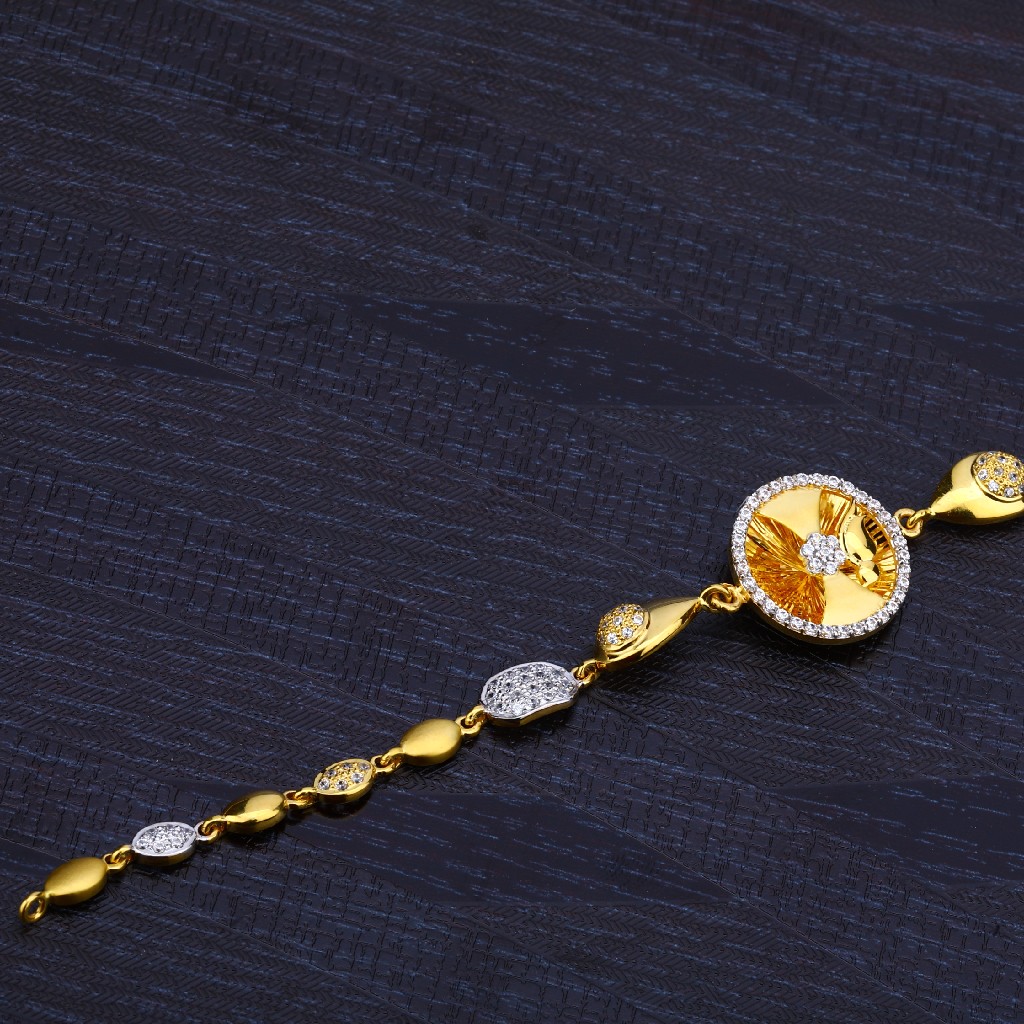 Ladies 22K Gold Cz Diamond Bracelet-LB134