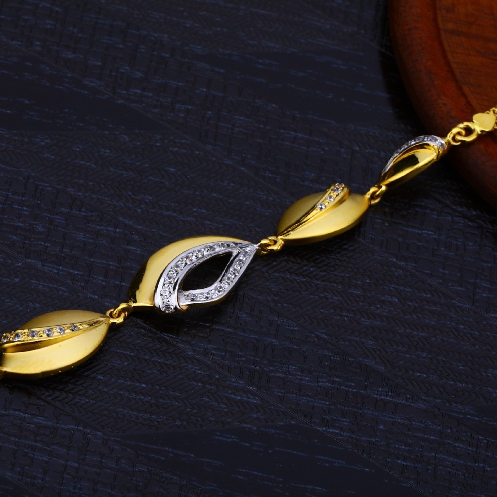 Ladies 22K Gold Fancy Cz Bracelet-LB132 - Image 3