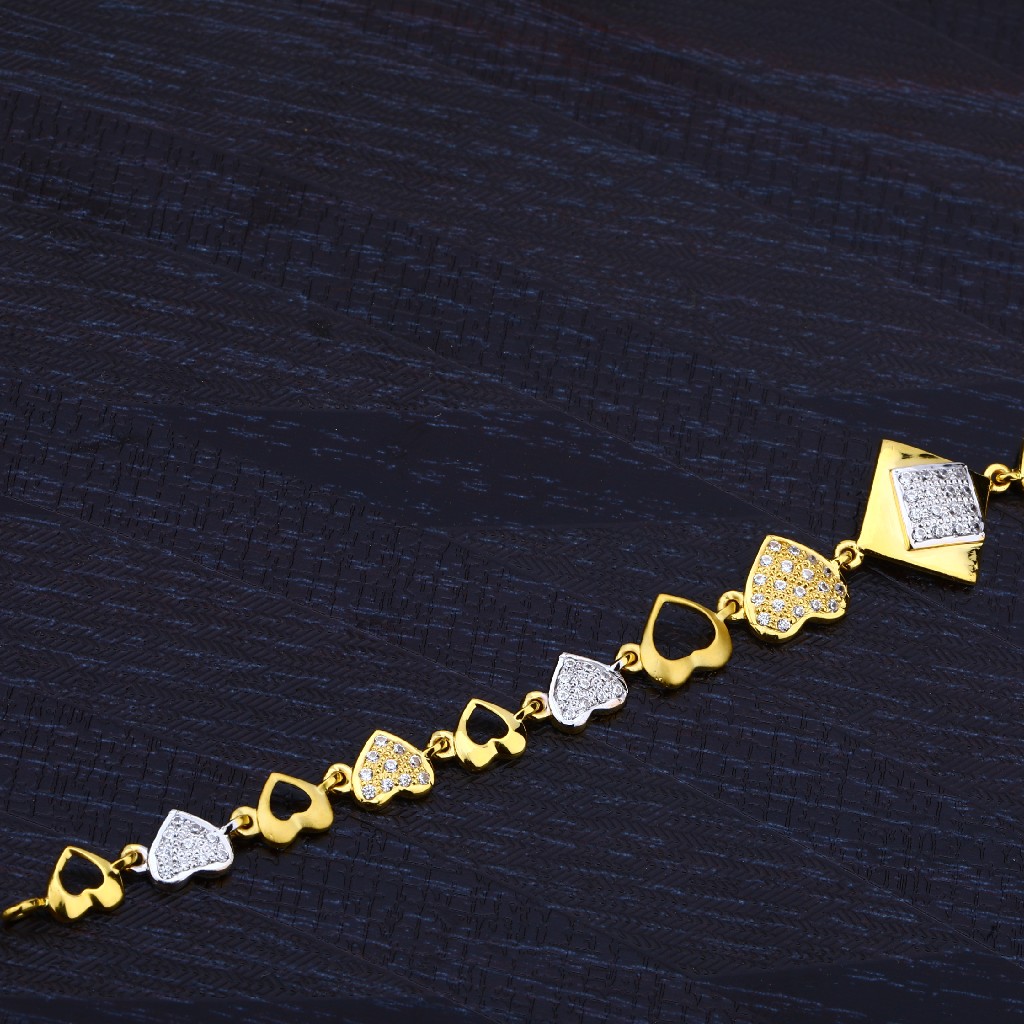 Ladies 22K Gold Cz Diamond Bracelet-LB128
