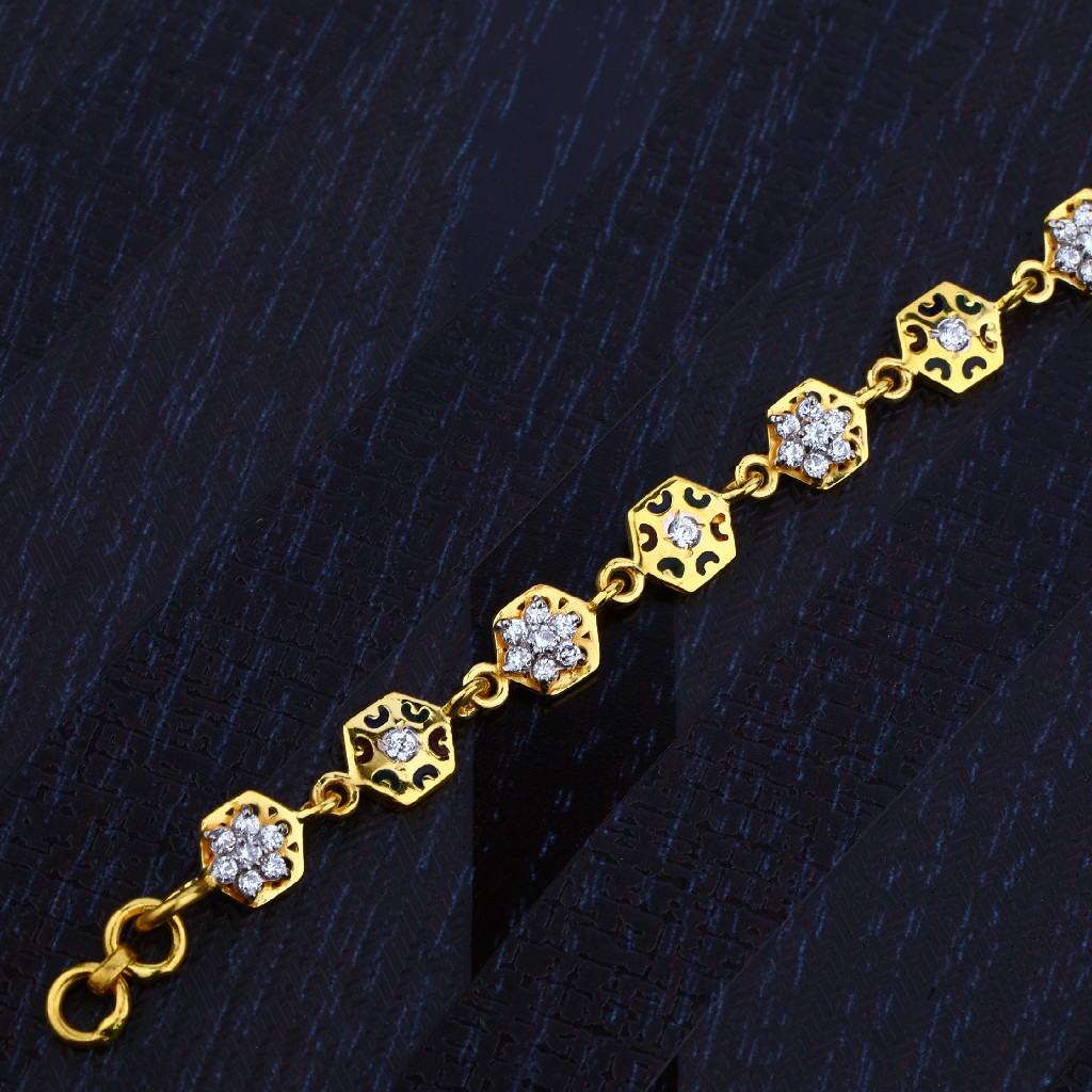 22K Cz Gold Diamond Ladies Bracelet-LB101 - Image 4