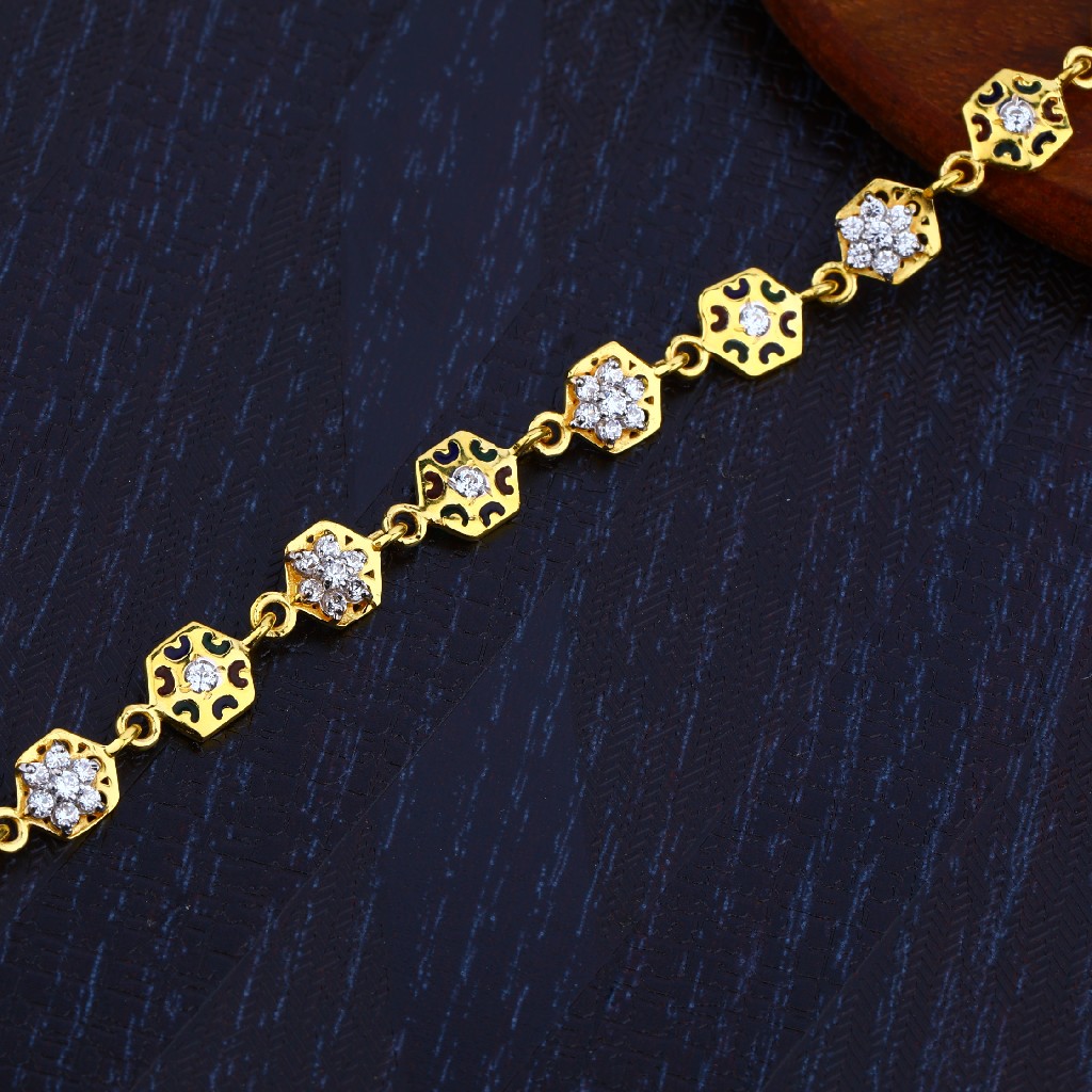 22K Cz Gold Diamond Ladies Bracelet-LB101 - Image 3