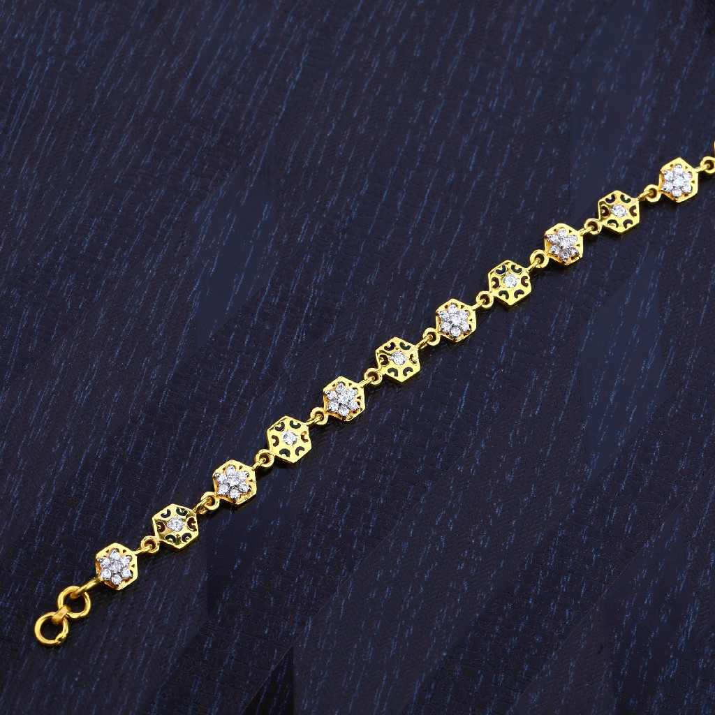 22K Cz Gold Diamond Ladies Bracelet-LB101 - Image 2
