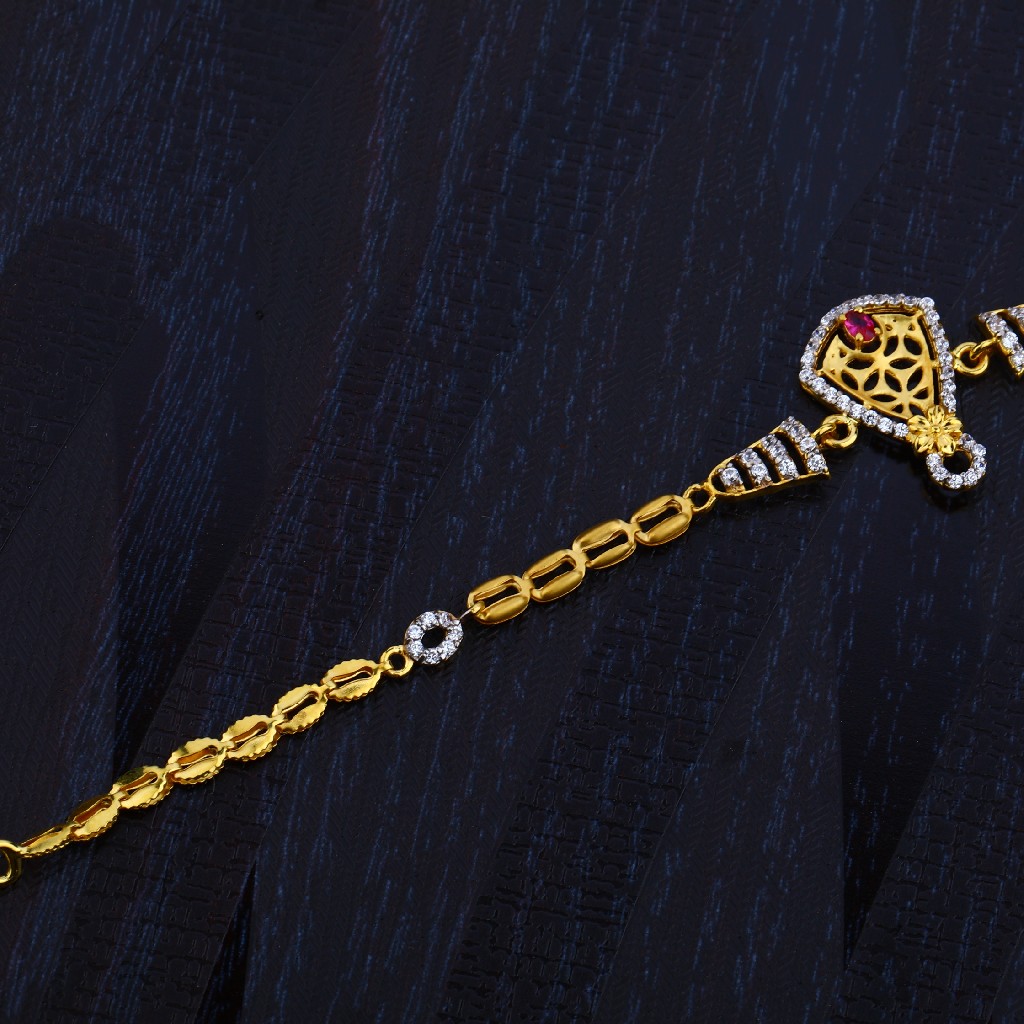 Ladies Gold 916 Cz Bracelet-LB83