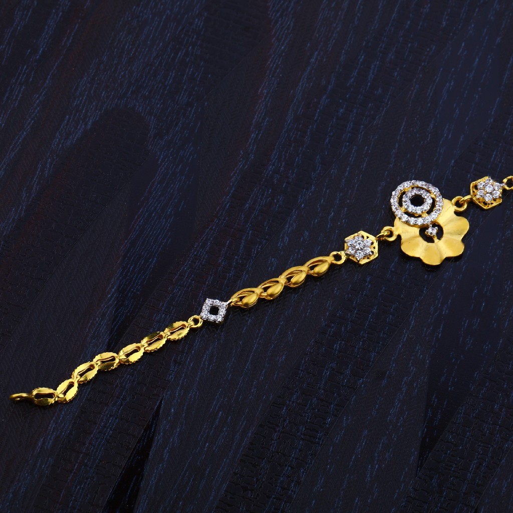 Ladies 916 Cz Diamond Gold Bracelet-LB74