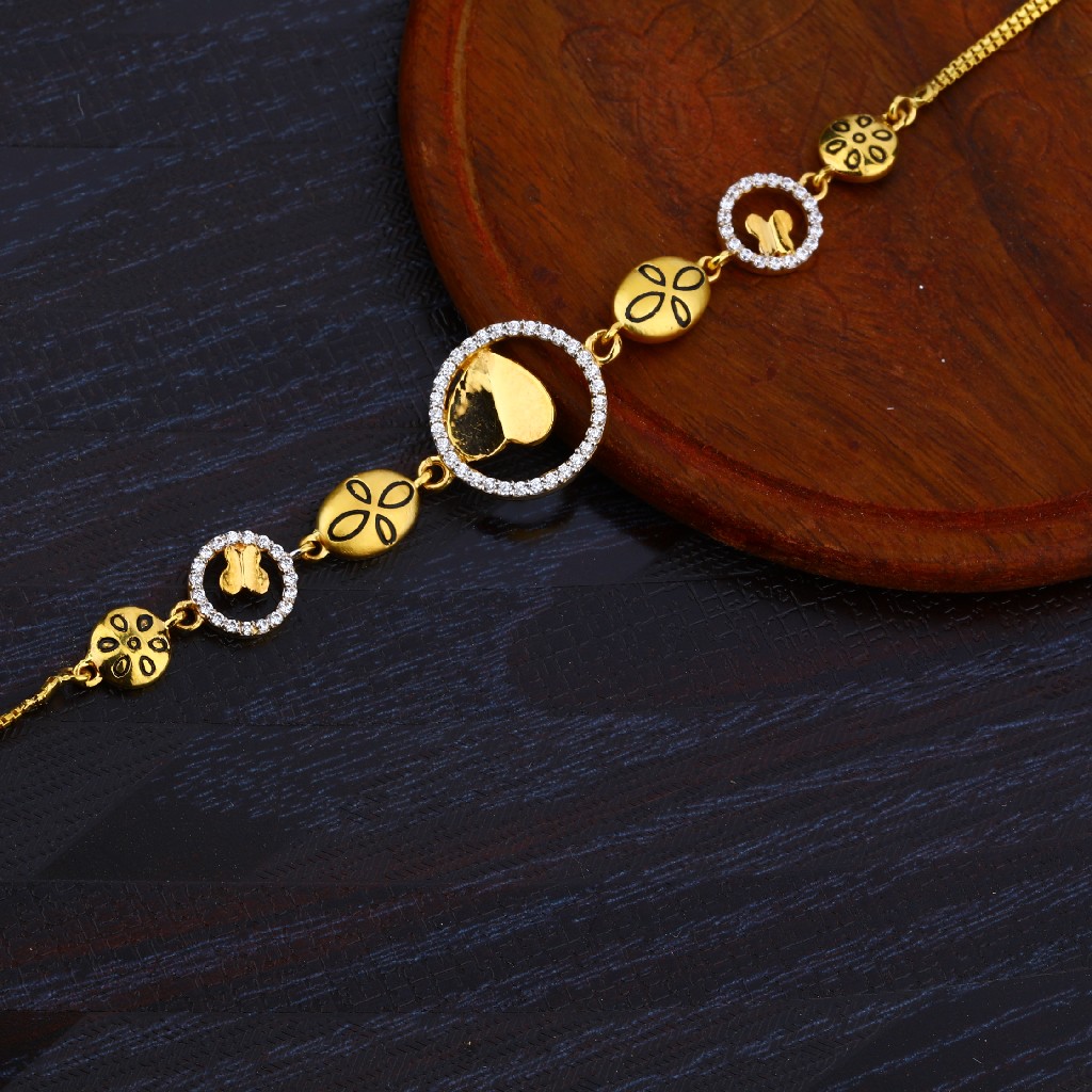 22K Cz Gold Diamond Ladies Bracelet-LB10 - Image 2