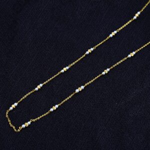 916 Gold Ladies White Moti Mala-AC46