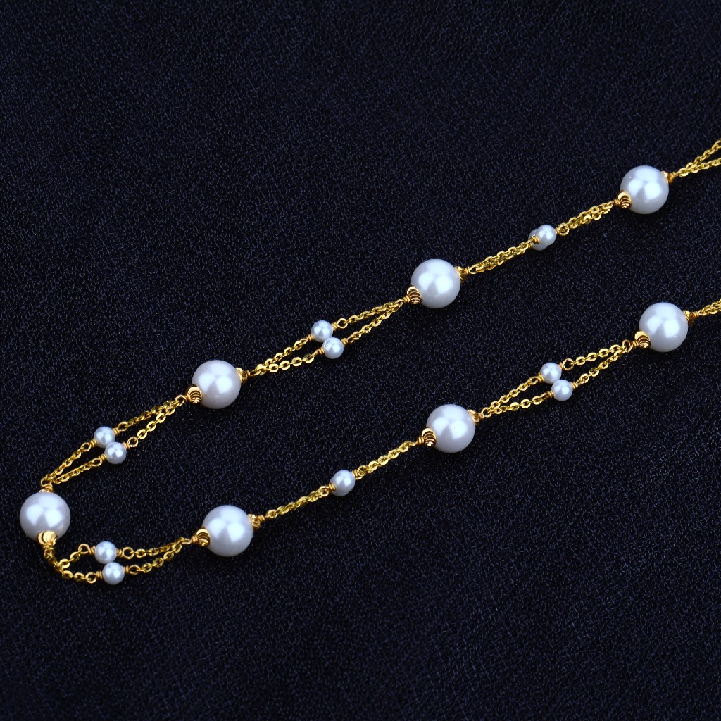 Ladies 916 Gold White Moti Mala-AC28