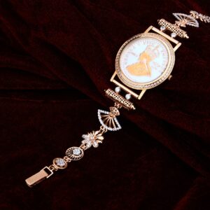 Ladies Gold Diamond Rose Watch-RLW73