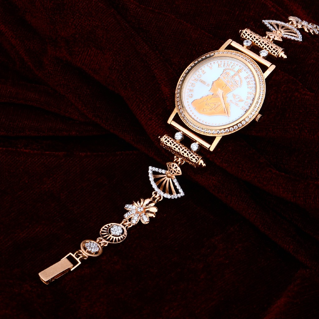 Ladies Gold Diamond Rose Watch-RLW73