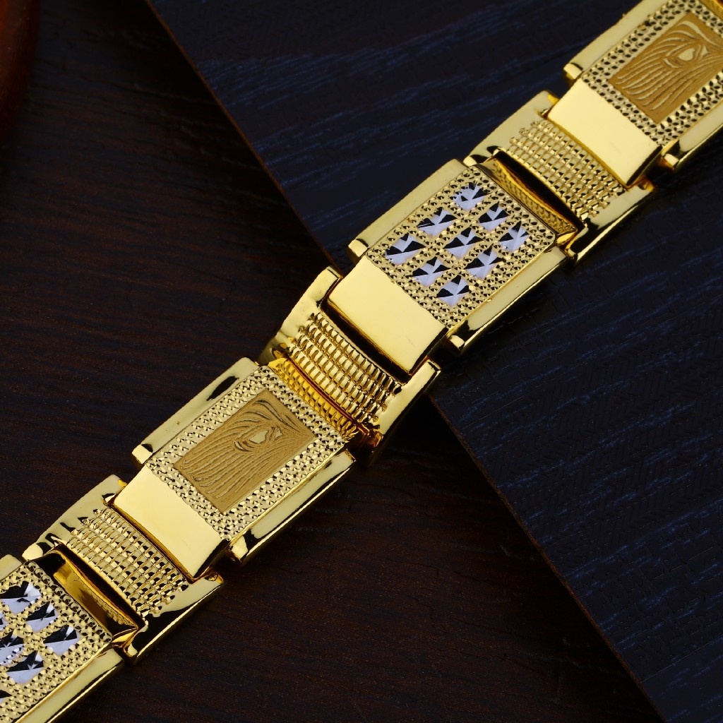 Mens 916 Gold Bracelet-MPB73 - Image 3