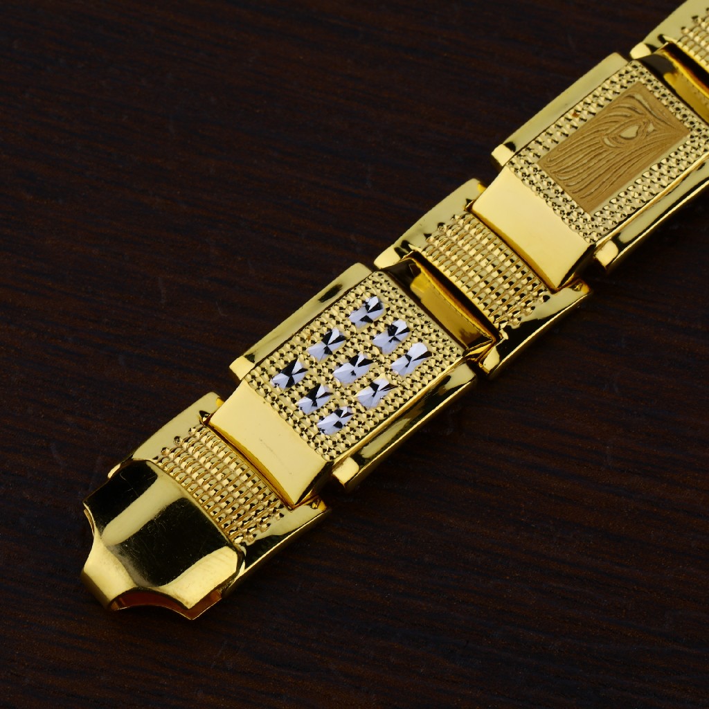 Mens 916 Gold Bracelet-MPB73 - Image 2