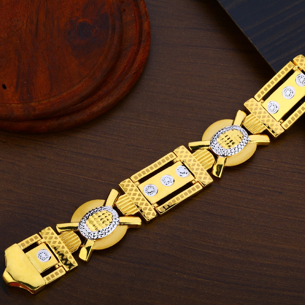 Mens Plain Gold 916 Bracelet-MPB63