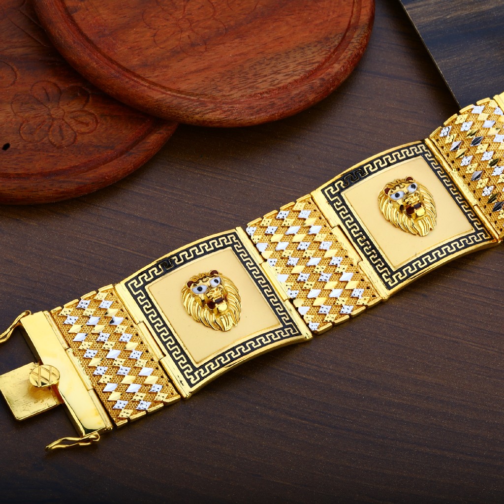 Mens Plain 22K Lion Bracelet-MPB62