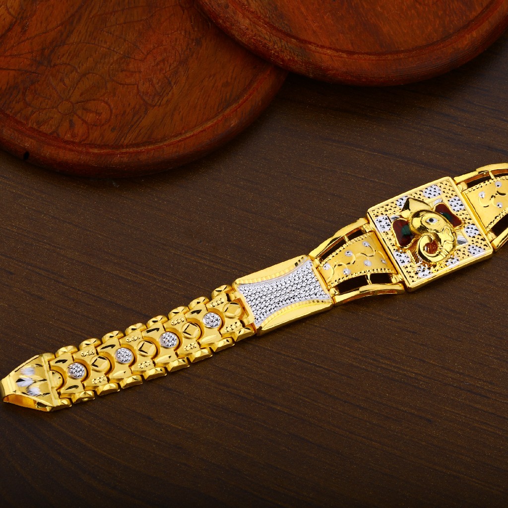 Mens Plain 916 Gold Bracelet-MPB58