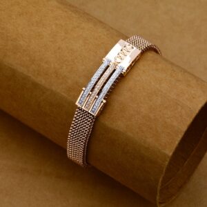 Mens Gold Leather Bracelet-MLB99