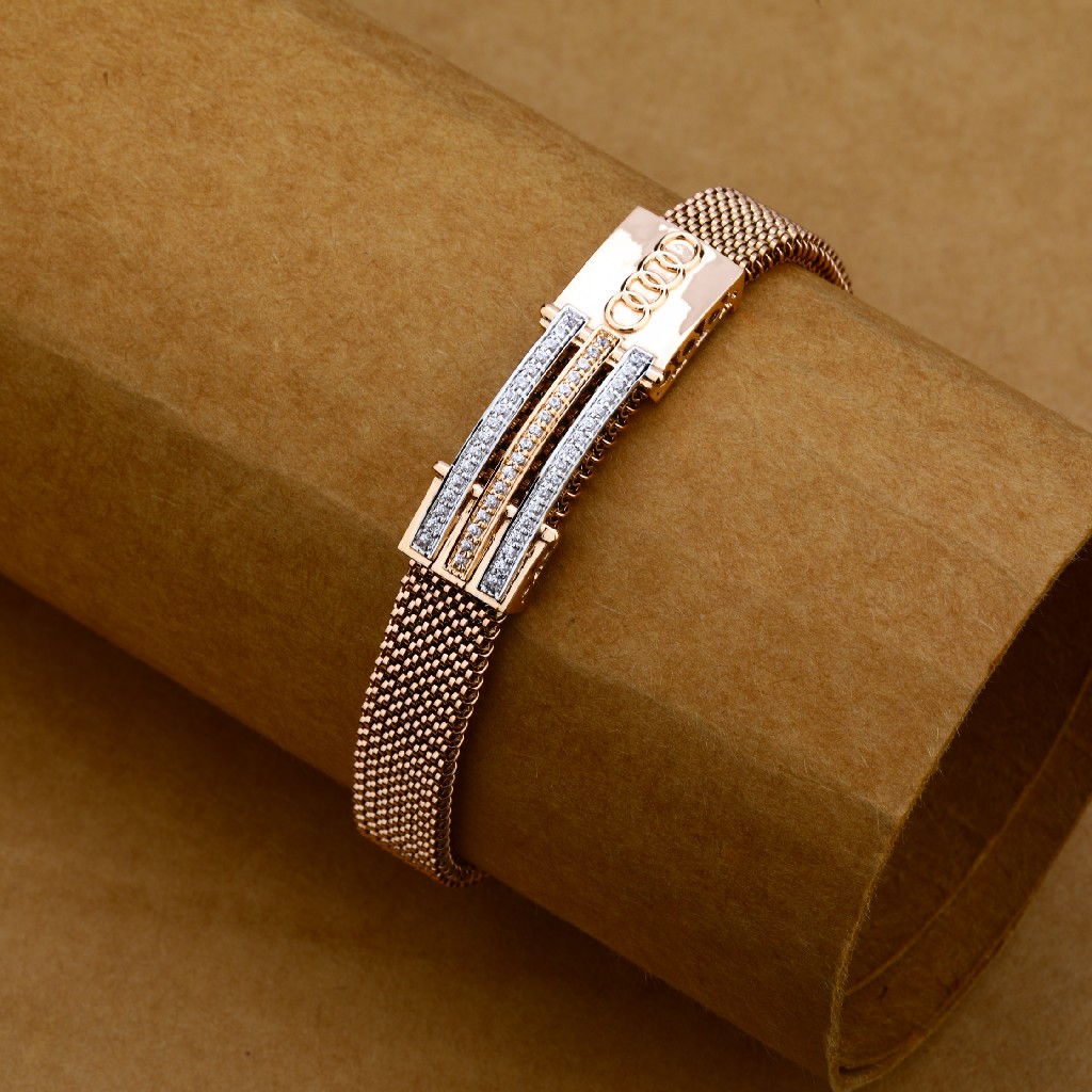 Mens Gold Leather Bracelet-MLB99