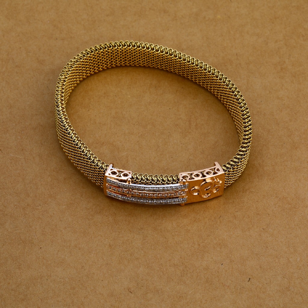 Mens Rose Gold Leather Cz Bracelet-MLB95 - Image 3