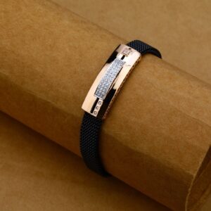 Mens Rose Gold Leather Kada-MLB94