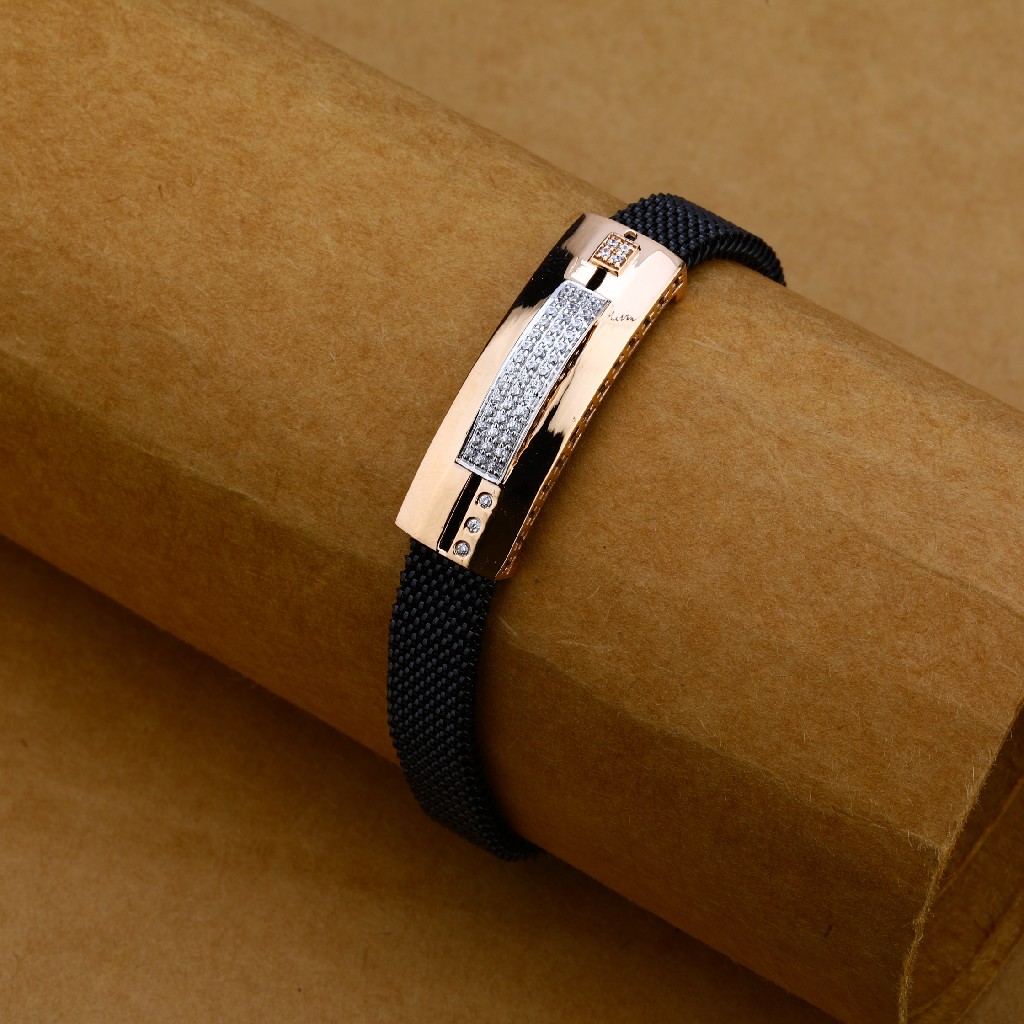 Mens Rose Gold Leather Kada-MLB94