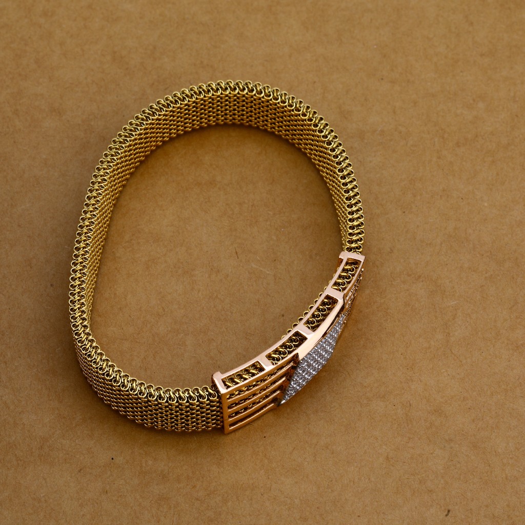 Mens Leather Gold Bracelet-MLB92 - Image 3