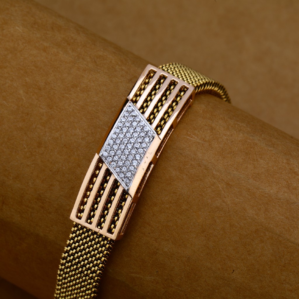 Mens Leather Gold Bracelet-MLB92 - Image 2